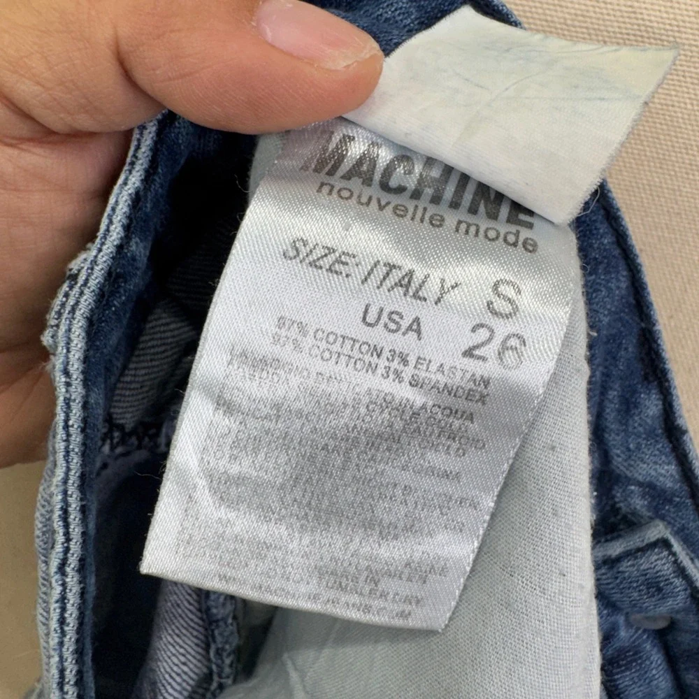 Machine Jeans Denim‎ Shorts Size 26 Blue Rhinestone Distressed Y2K McBling